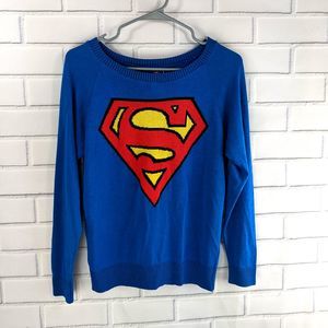 Superman Blue Yellow Sweater Women's Medium